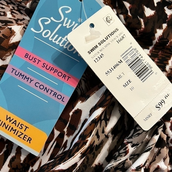 Swim Solutions Women's High Neck V-Back Printed One Piece Swimsuit - Picture 6 of 7